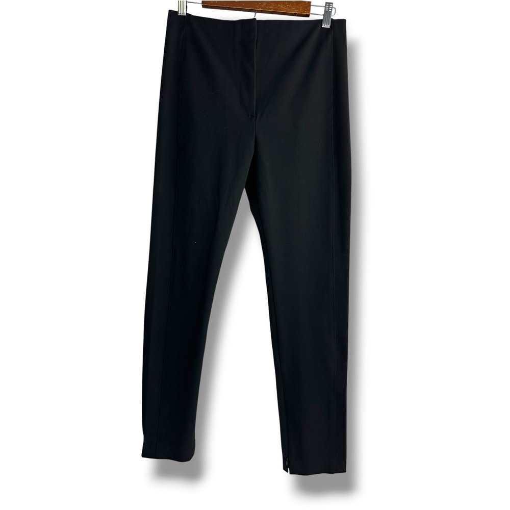 Ann Taylor Factory Ankle Pants Women 6 Black Slim Stretch Side Zip Seam Detail